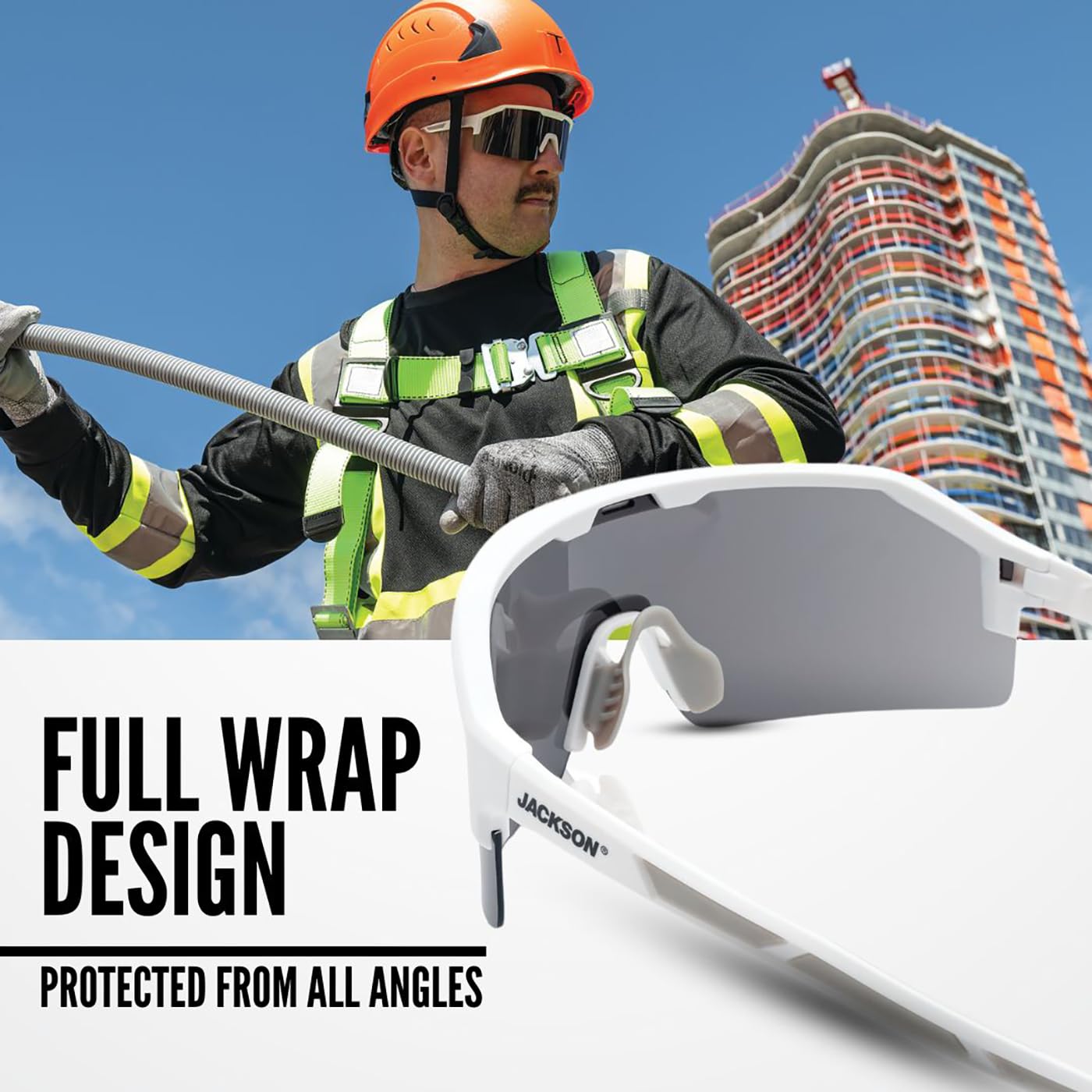 Jackson Safety Maxview+ Anti-Fog Ballistic-Rated Safety Glasses - ANSI Z87.1 Wraparound Anti-Scratch Eye Protection for Men & Women - White Frame with Smoke Lens - Pack of 1 - Image 6