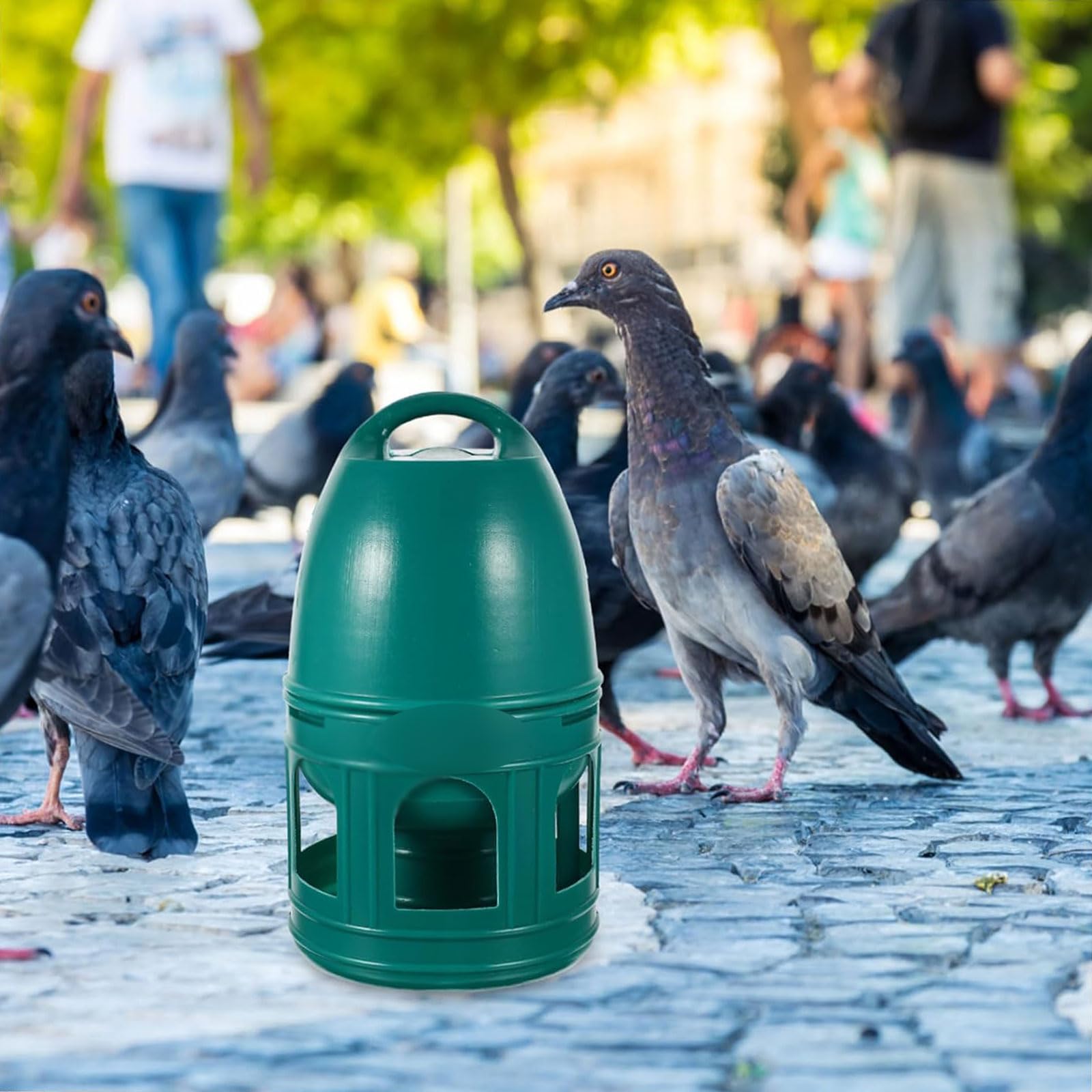 Alimentatori Mangiatoie per Uccelli sospese Mangiatoie per Uccelli da Esterno in plastica Verde Fontanella per Uccelli di Grande capacità per Giardino, Cortile, terrazza Vogelvoeders