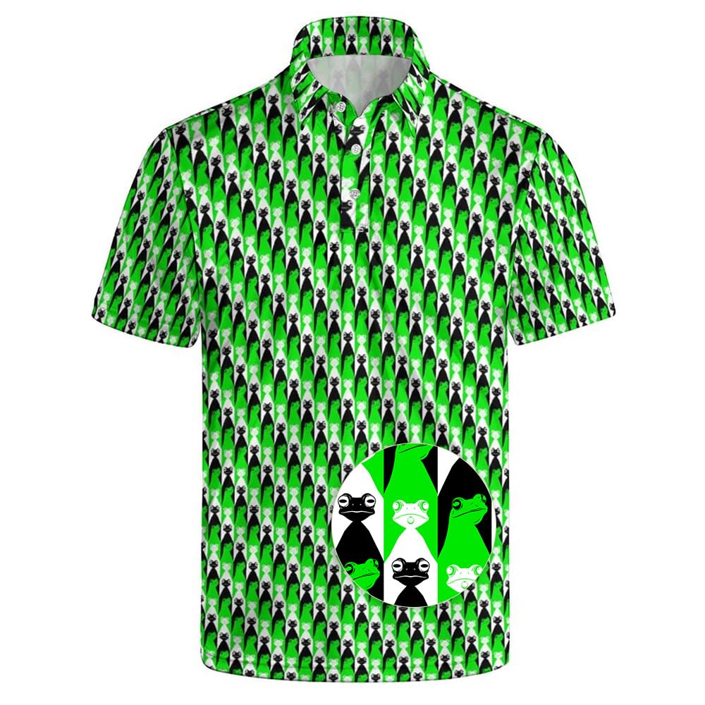 Men's Funny Golf Shirt Short Sleeve, Casual Polo Shirts for Men