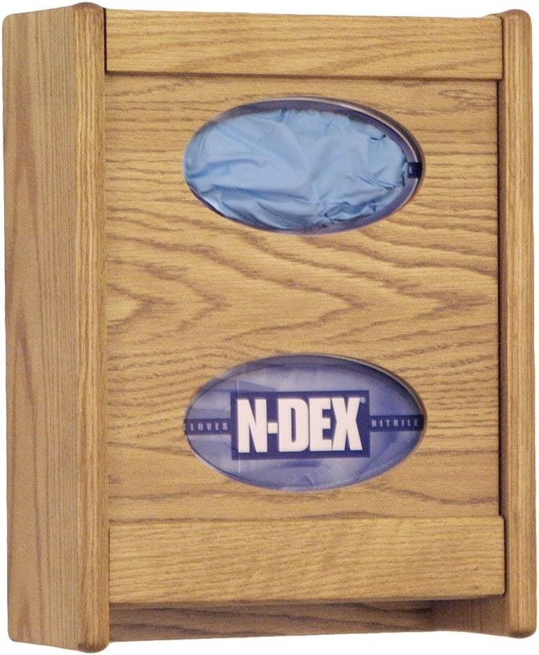 Wooden Mallet 2-Pocket Glove/Tissue Box Holder, Medium Oak