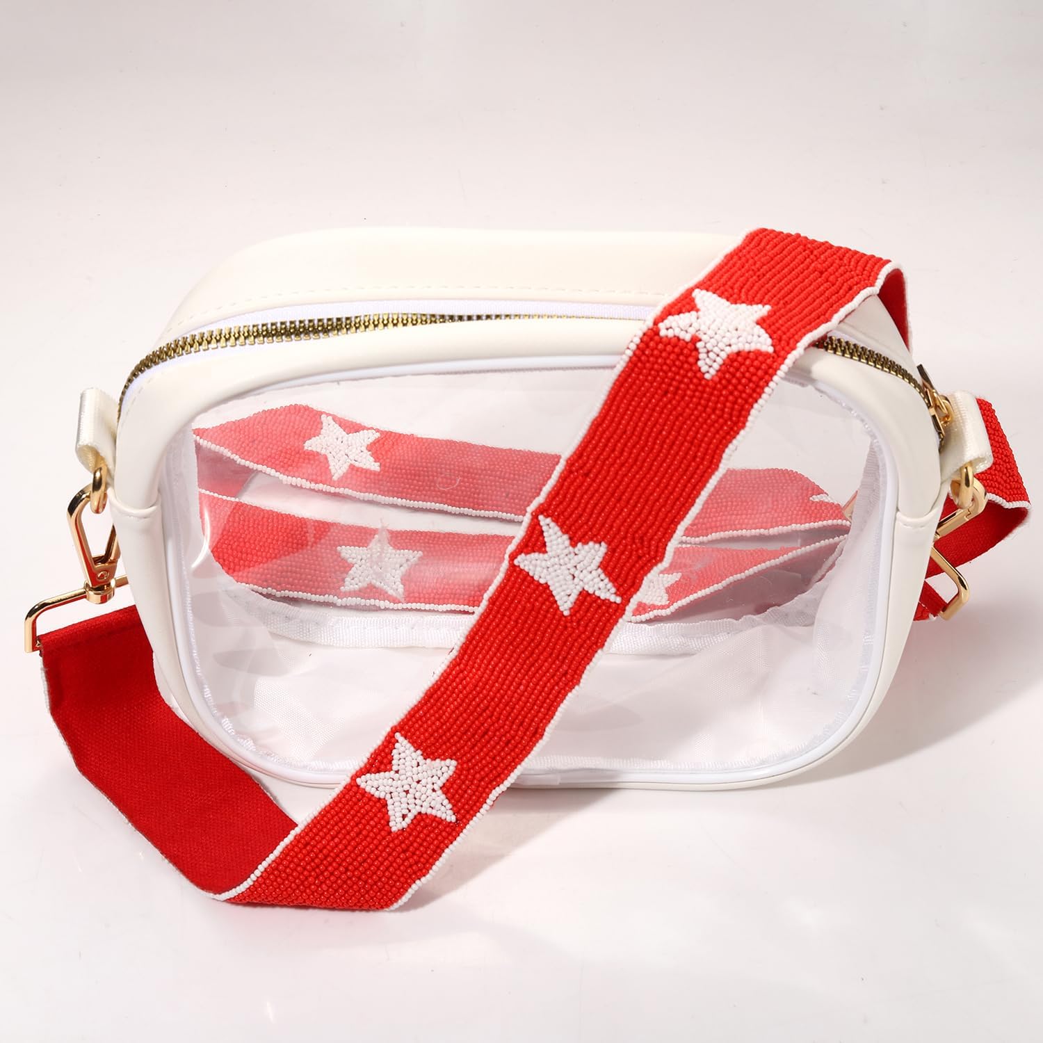 ZOLEAROPY Game Day Beaded Purse Strap Stadium Football University College Star Bag Strap Accessory Game Day Clear Crossbody