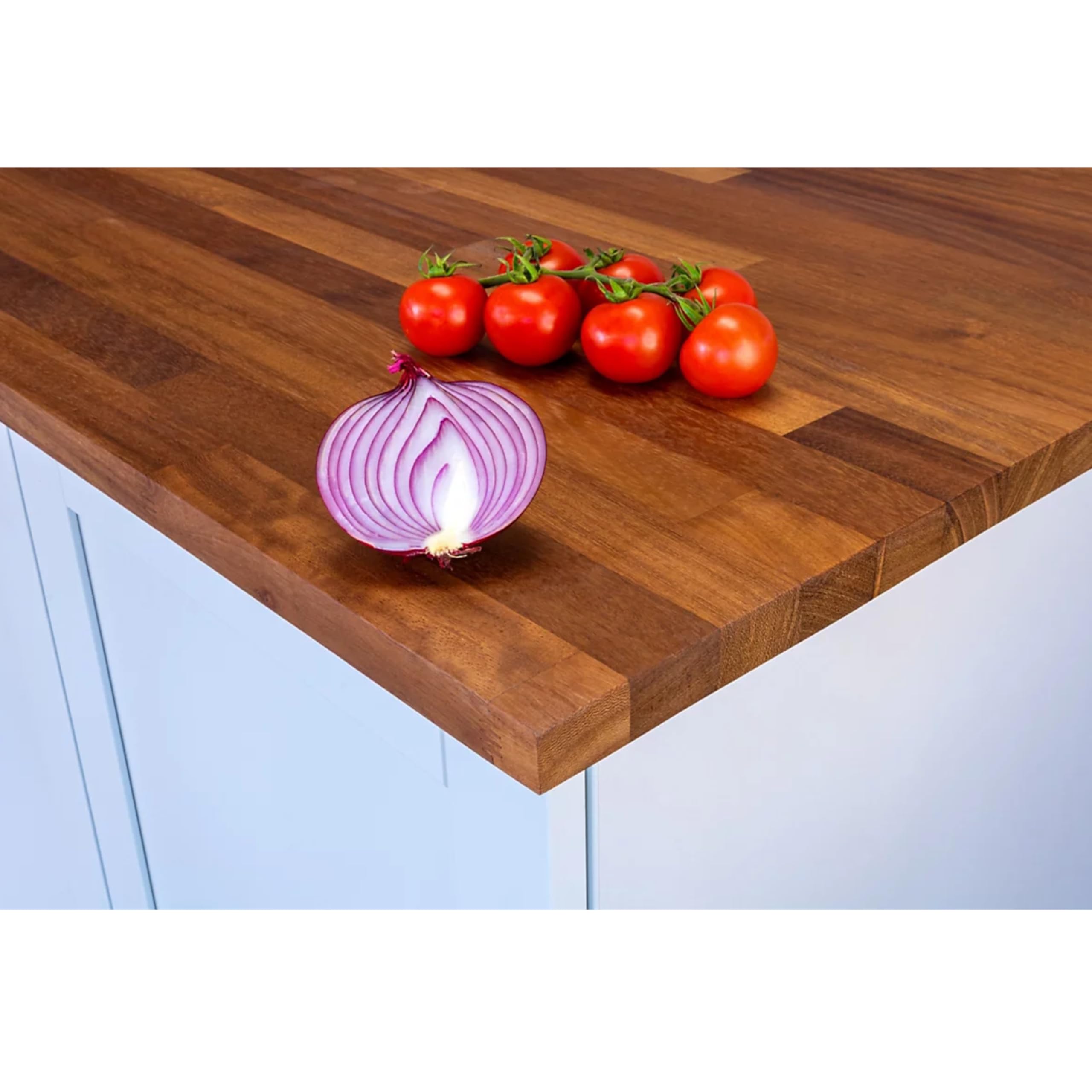 Top Worktops Iroko Worktop 4m x 620mm x 28mm – Premium Solid Hardwood Kitchen Countertop, Unfinished Square Edge, Durable Golden Brown Timber Surface