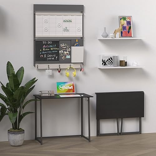 Miniatura 16 de 4NM Escritorio plegable pequeño de 31.6 pulgadas, escritorio plegable de oficina en casa, mesa de estudio para dormitorio pequeño que ahorra natural