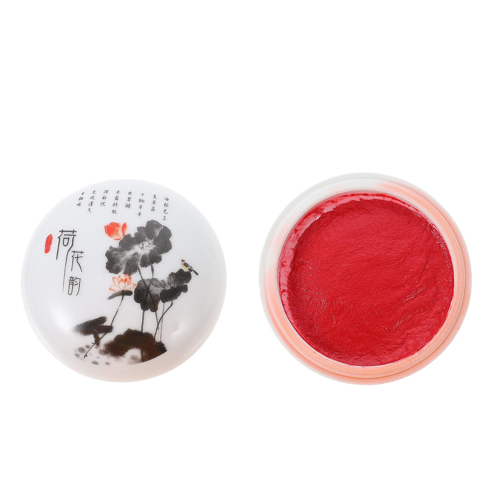 Tampone di Inchiostro Rosso Facile da Pulire e Leggero per Calligrafia e Pittura, Pasta Inchiostro Ceramica Stile retrò Cinese, Dimensioni 8cm