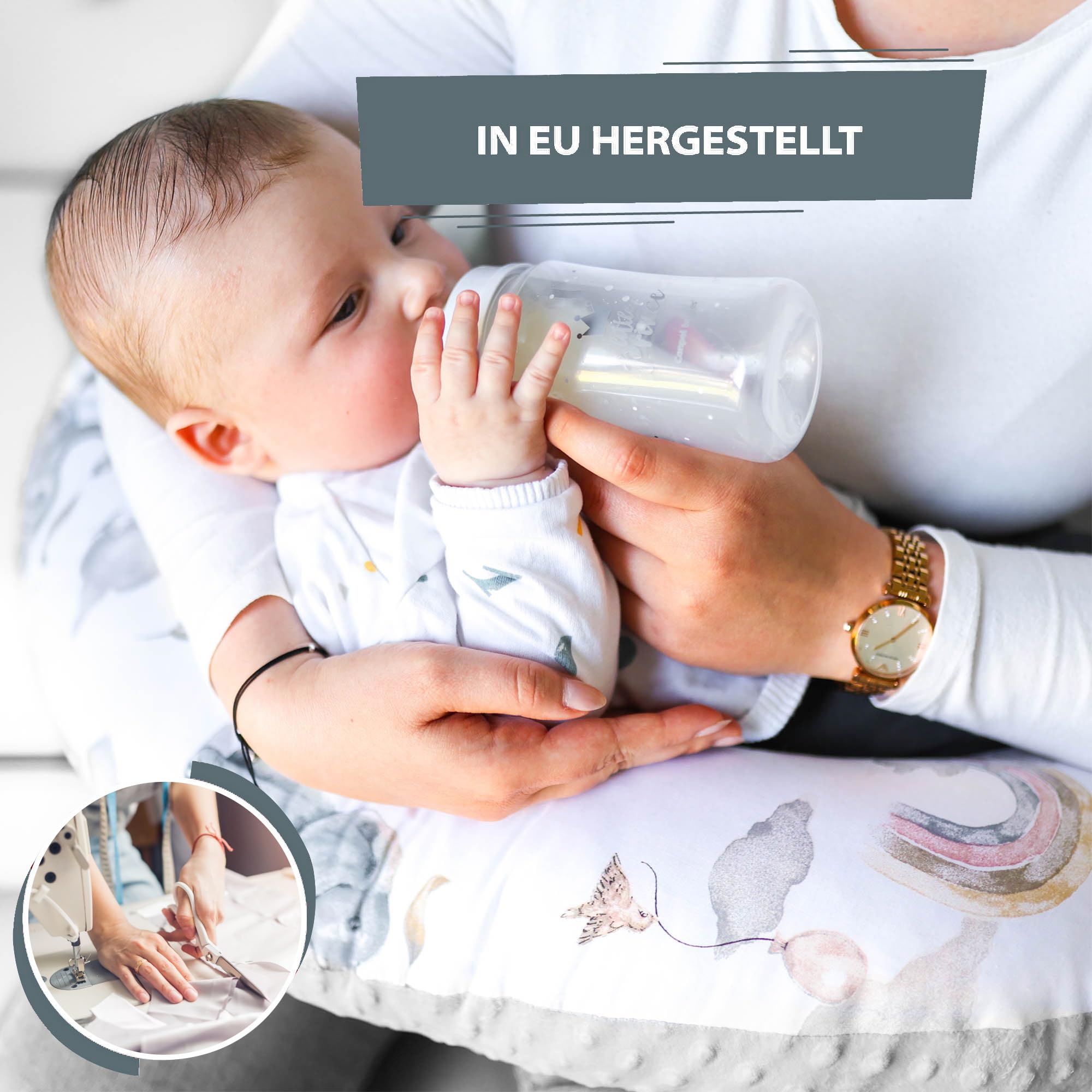 Totsy Baby Piccolo cuscino per allattamento 130 cm - Cuscino per allattamento compatto piccolo cuscino per allattamento Nursing Breastfeeding Pillow per viaggiare Sonno Elefante grigio chiaro