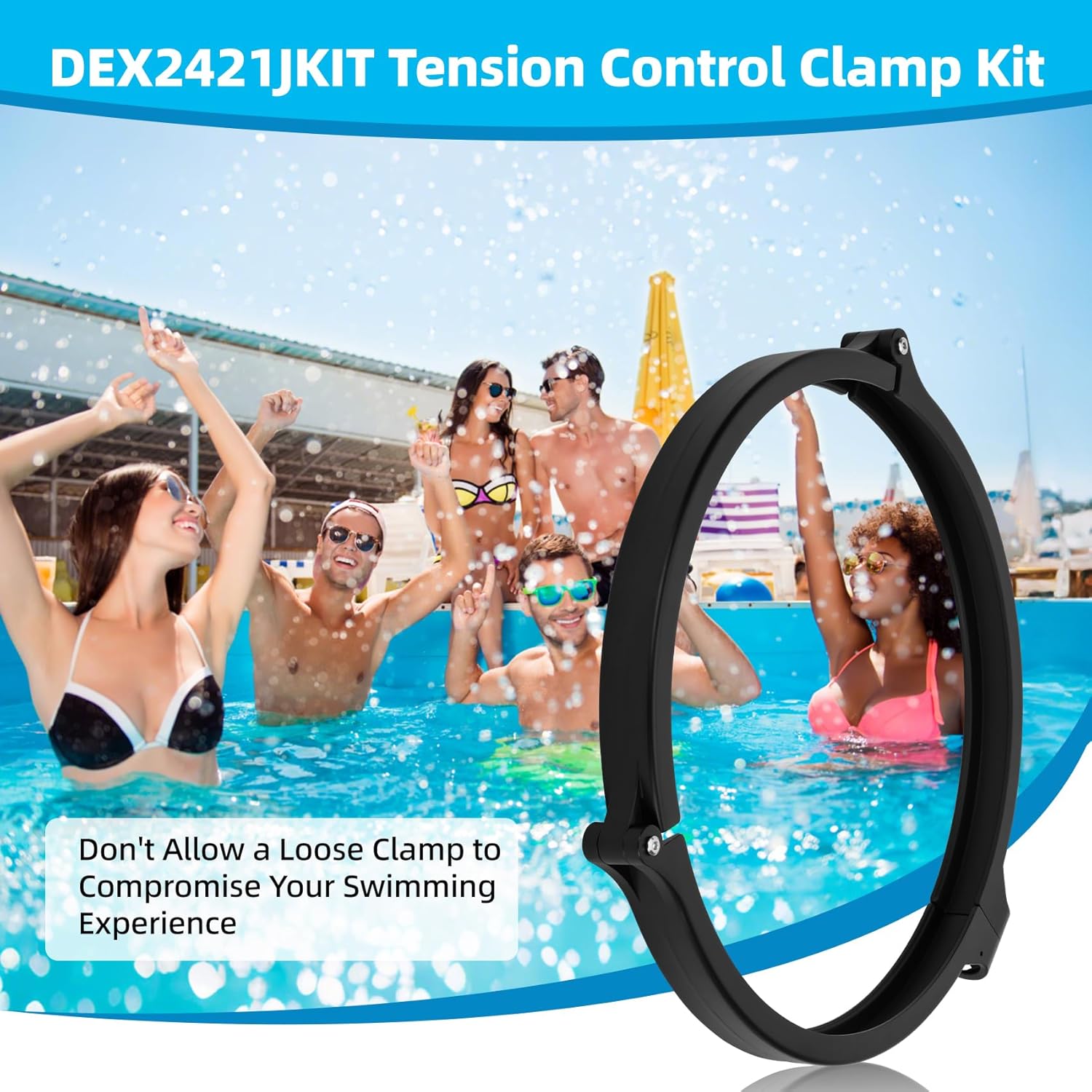 DEX2421JKIT Tension Control Clamp Compatible with Hayward Swim-Clear & Pro-Grid DE Filters, Cartridge Filter Clamp and Seal Kit Replace for DEX2420J1KIT, 610377105972, 610377892506