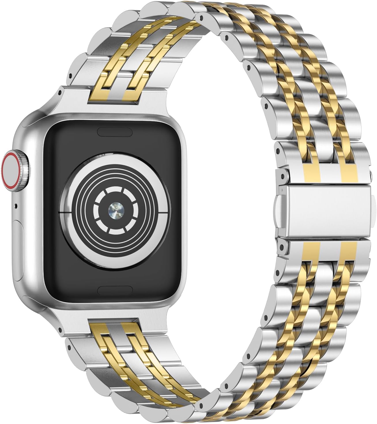 Anlinser Metal Bands Compatible with Apple Watch Band 49mm 46mm 45mm 44mm 42mm for Women Men, Stainless Steel Replacement Strap for iWatch Ultra 3/2/1 Series 11 10 9 8 7-1 SE (Silver Gold) - Image 2