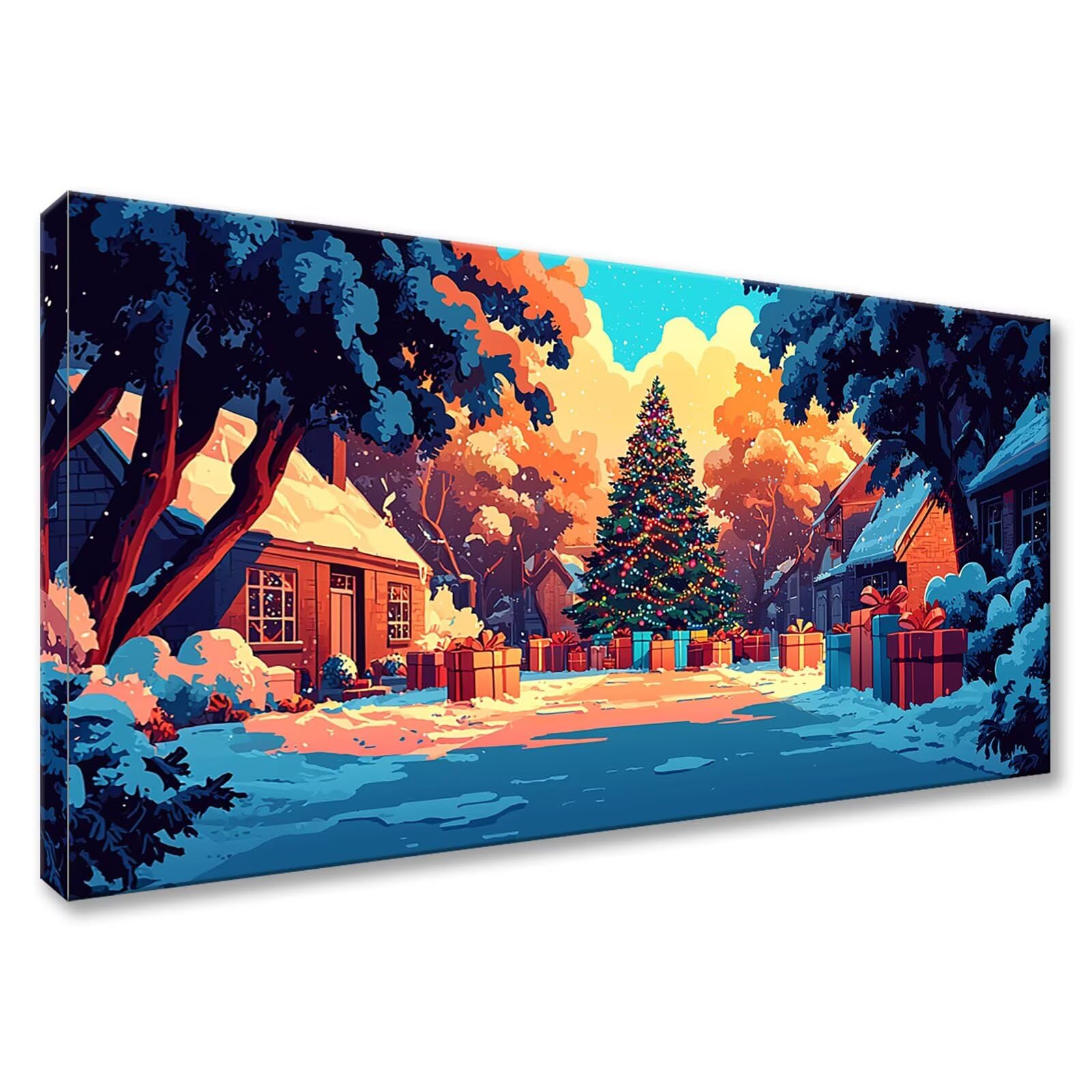 Malarstwo diamentowe Boże Narodzenie malowanie diamentowe duży rozmiar 55 x 110 cm, dorosły obraz diamentowy krajobraz diament kryształ sztuka, DIY 5D haft krzyżykowy do dekoracji domu prezent Y0-155