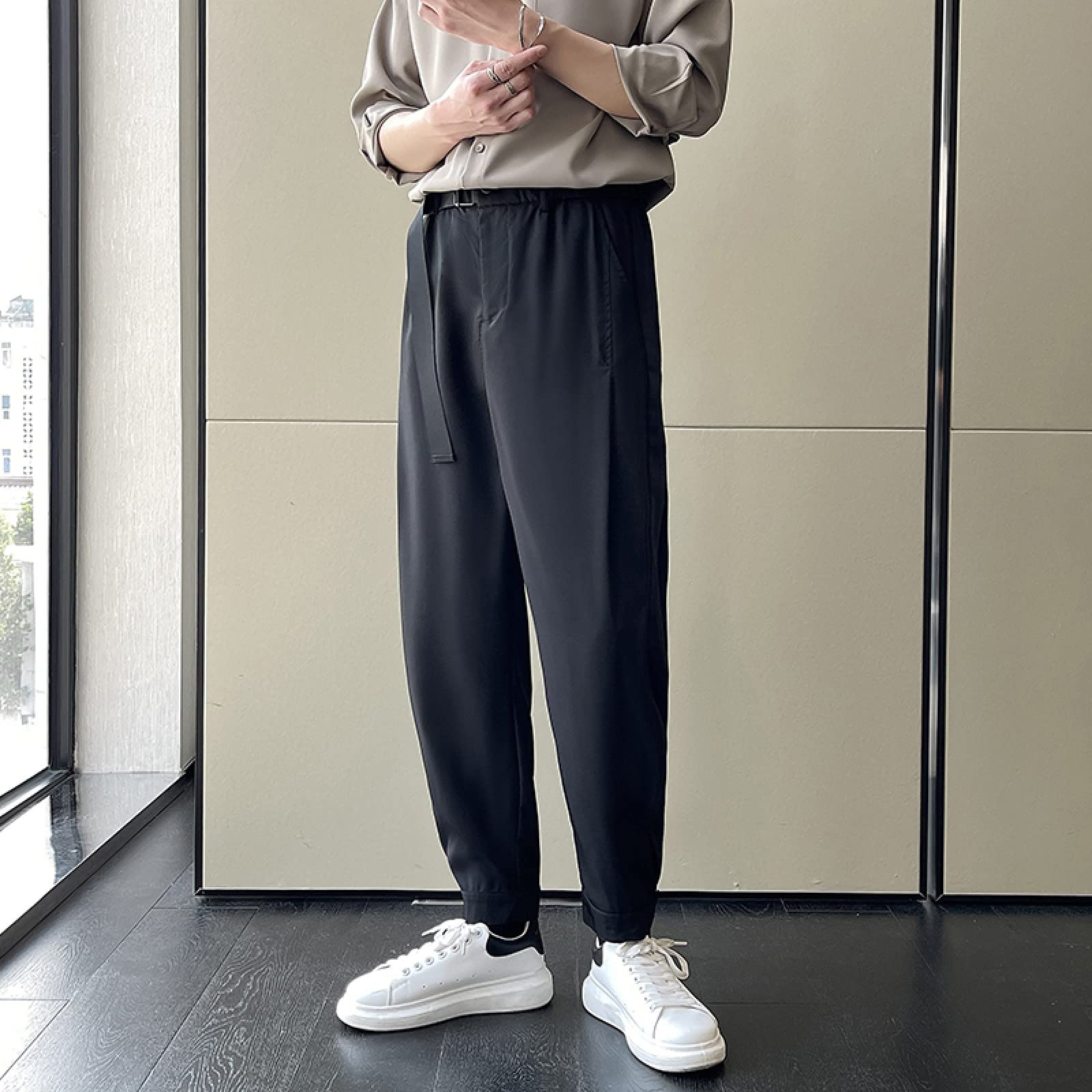 Amazon.co.jp: 九分丈パンツ ズボン メンズ テーパードパンツ シンプル