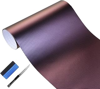 LZLRUN 3D Purple to Blue Chameleon Carbon Fiber Vinyl Wrap Roll for Car Bubble Free Air Release Adhesive Film - Includes Installation Tools (30cm x 150cm)