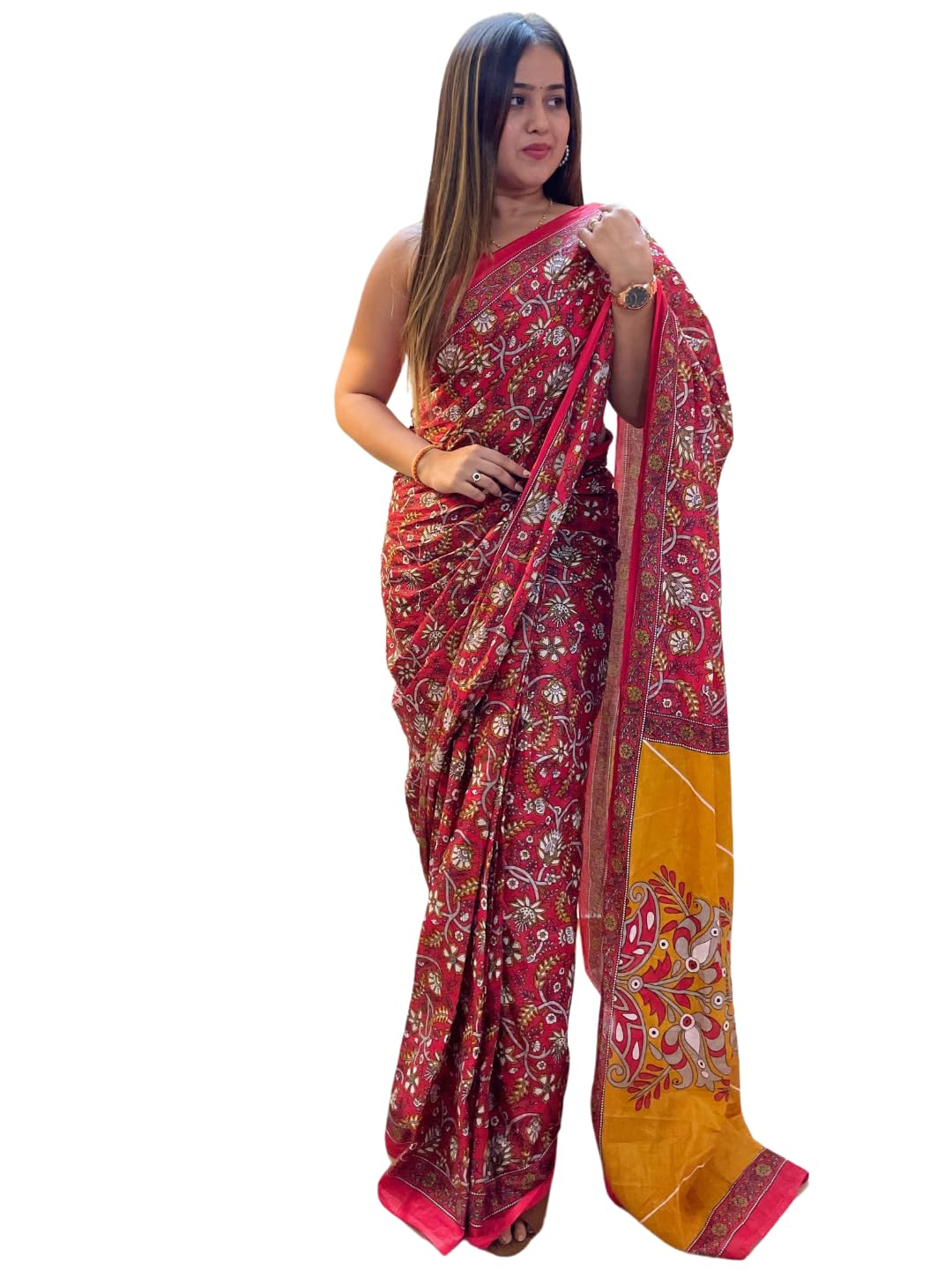 Shiv Textiles Womens Pure Cottoncasual Wear Saree (Smc-St-82-Marron)