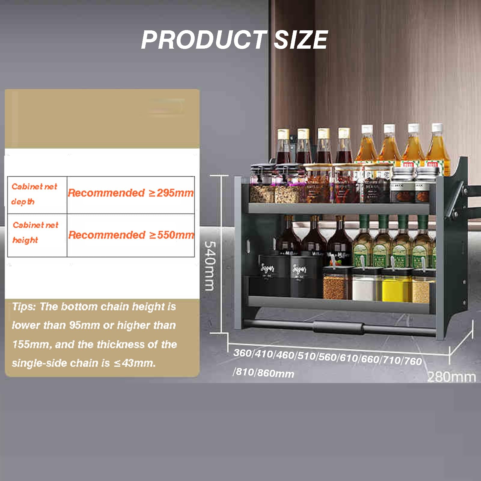 Pull Down Cabinet nizer Regalsystem für Küchengeräte Lift Oberschränke