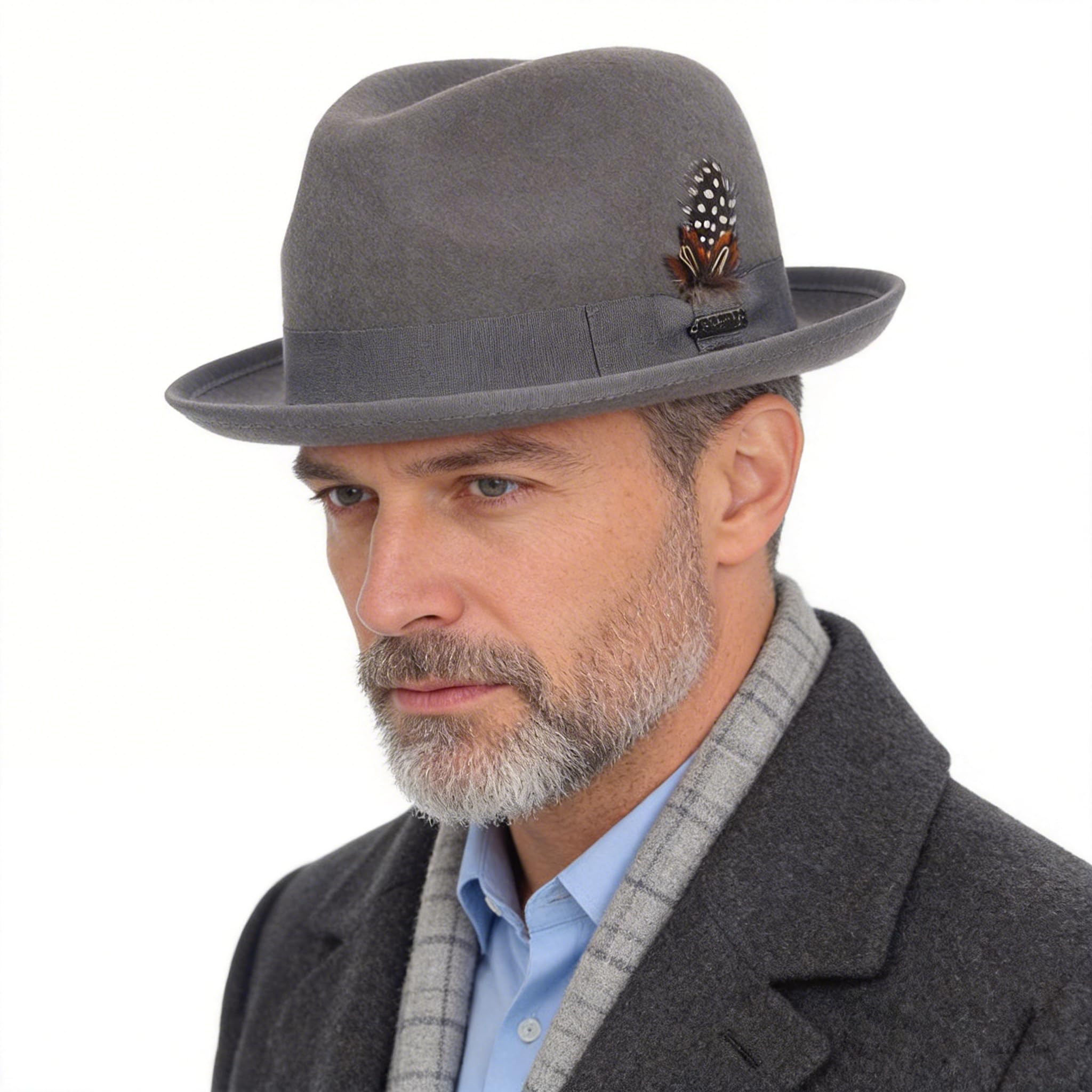 FORBUSITE Wool Felt Wide Brim Fedora Hats for Women Men