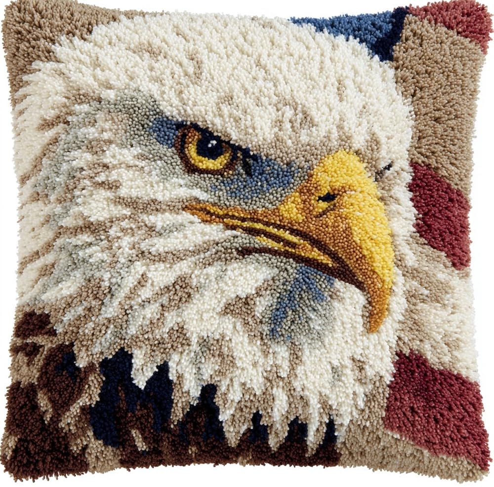 Taxpy Latch Hook Kit Pillow Eagle 17X17In