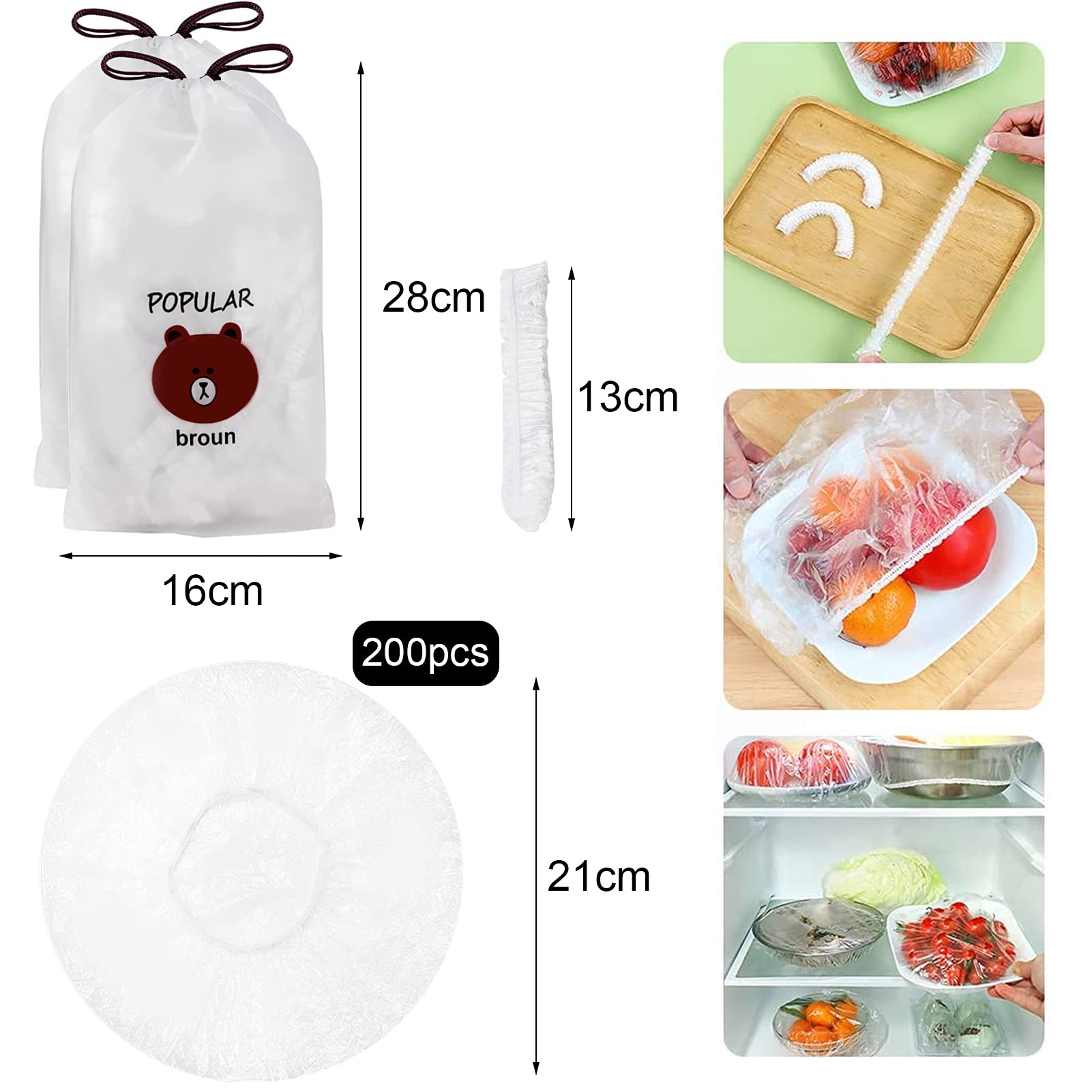 200 Bolsas Elásticas Reutilizables Para Conservar Alimentos - Cubre Platos Y Frutas