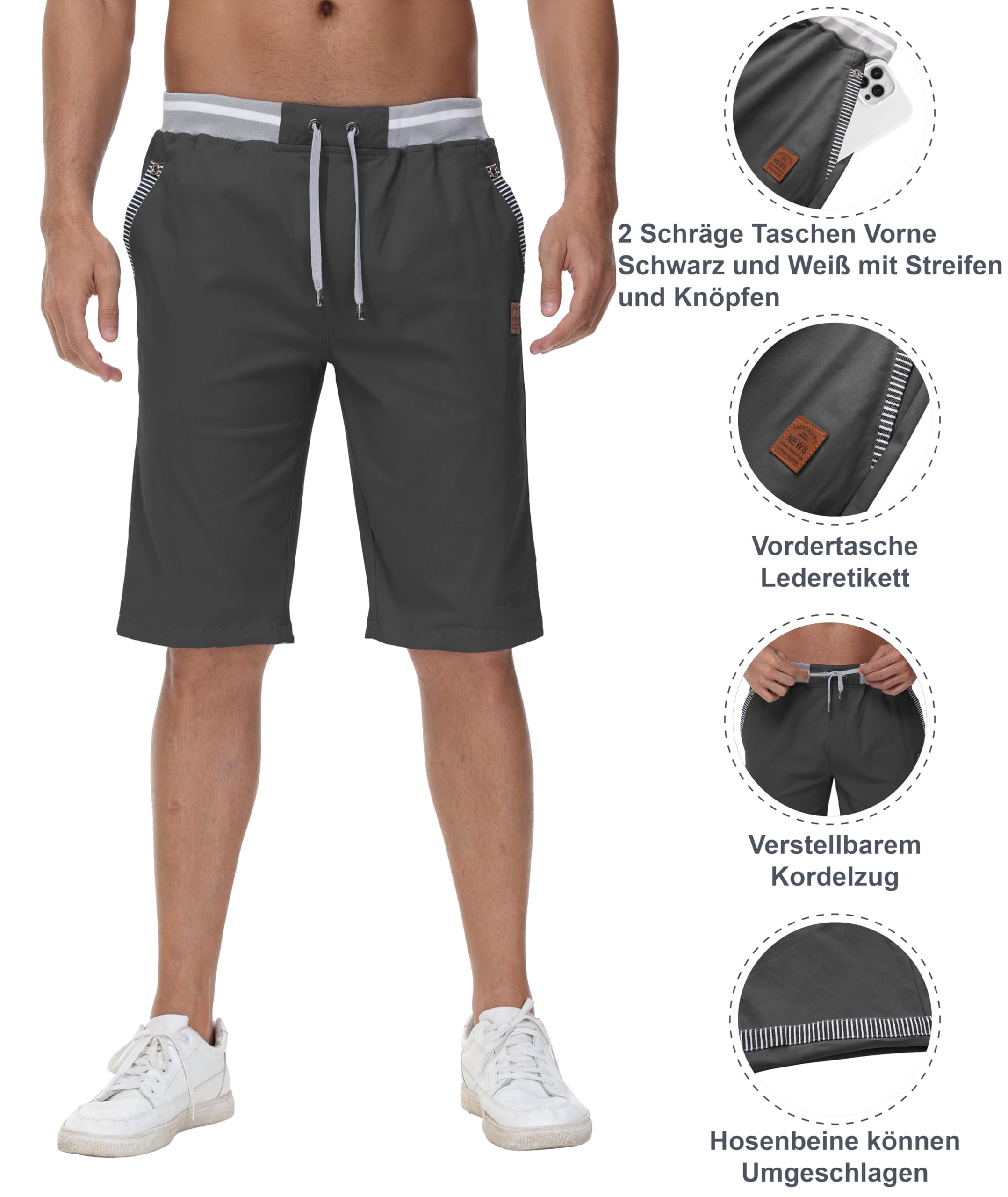 Djtnzdm Bermuda Cargo Estivi Pantaloncini Bermuda Uomo Cotone Lavoro Casual Sportivi Pantaloni Corti Golf Shorts Uomo