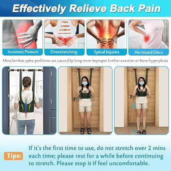 Spinal Decompression Harness Hang Upside Down Back Stretcher for Lower Back Pain Relief Lumbar Traction Device Spine Decompression Belt Bulging Herniated Disc Relief Back Stretching Device (Large)