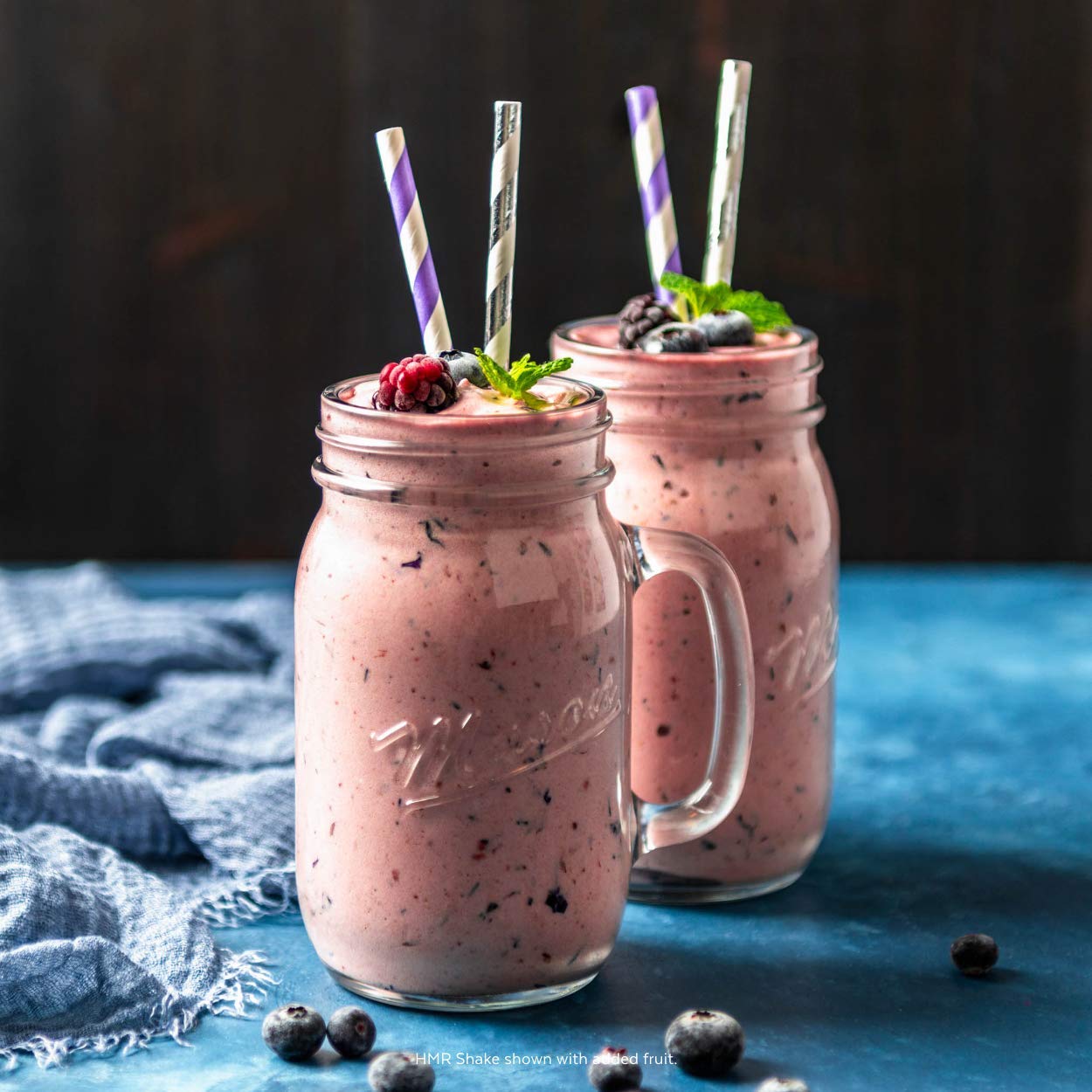 Two mason jars with Berry Berry Good Shakes