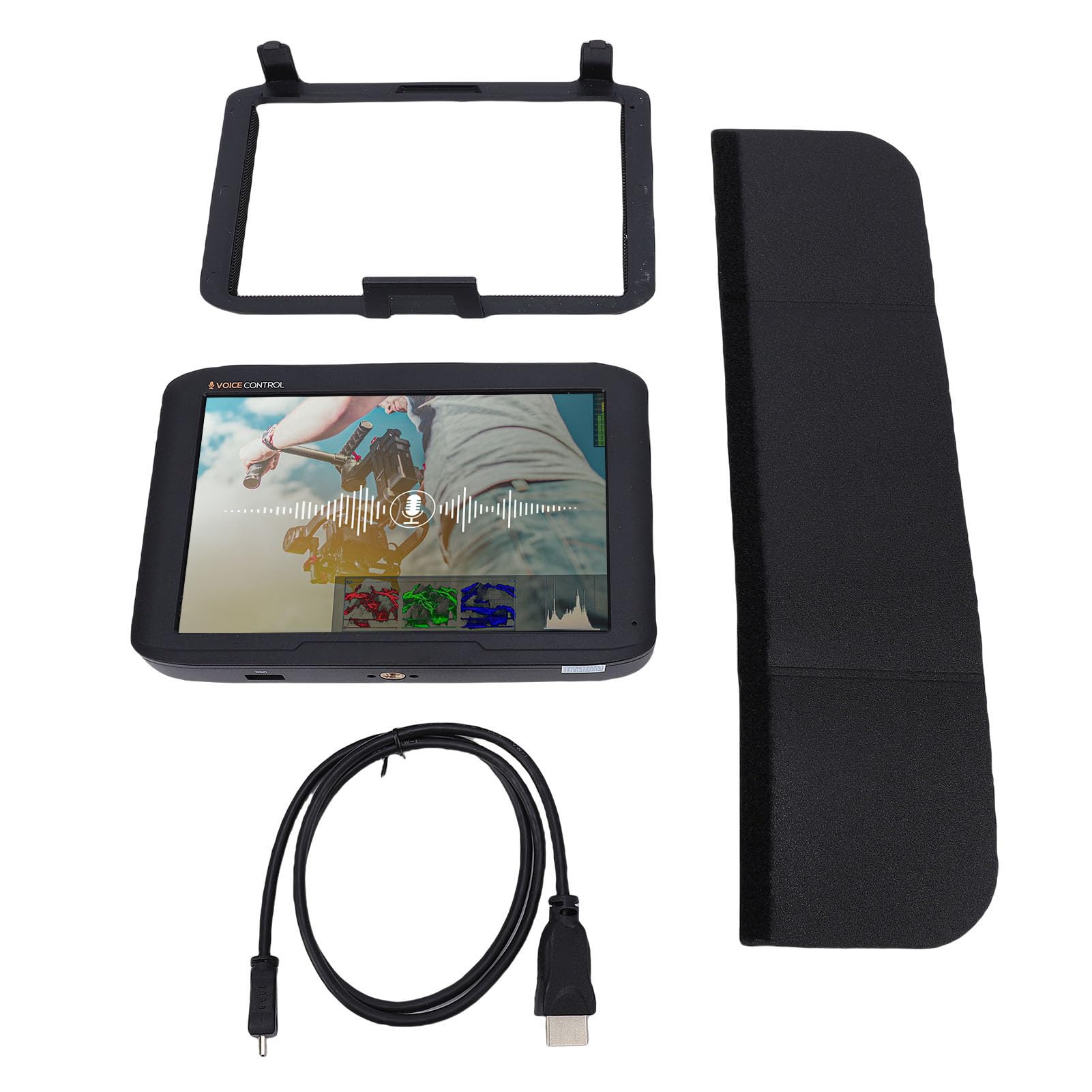 Display FHD da 7 Pollici con Ingresso 4K, Schermo da Campo della Telecamera con Controllo Vocale, per Produzione Video Fotografica, LUT 3D, HDR, Forma D' con Parasole