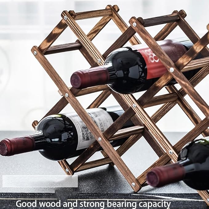 Soporte para Botellas de Vino Plegable de Madera, 10 Espacios miniatura 6