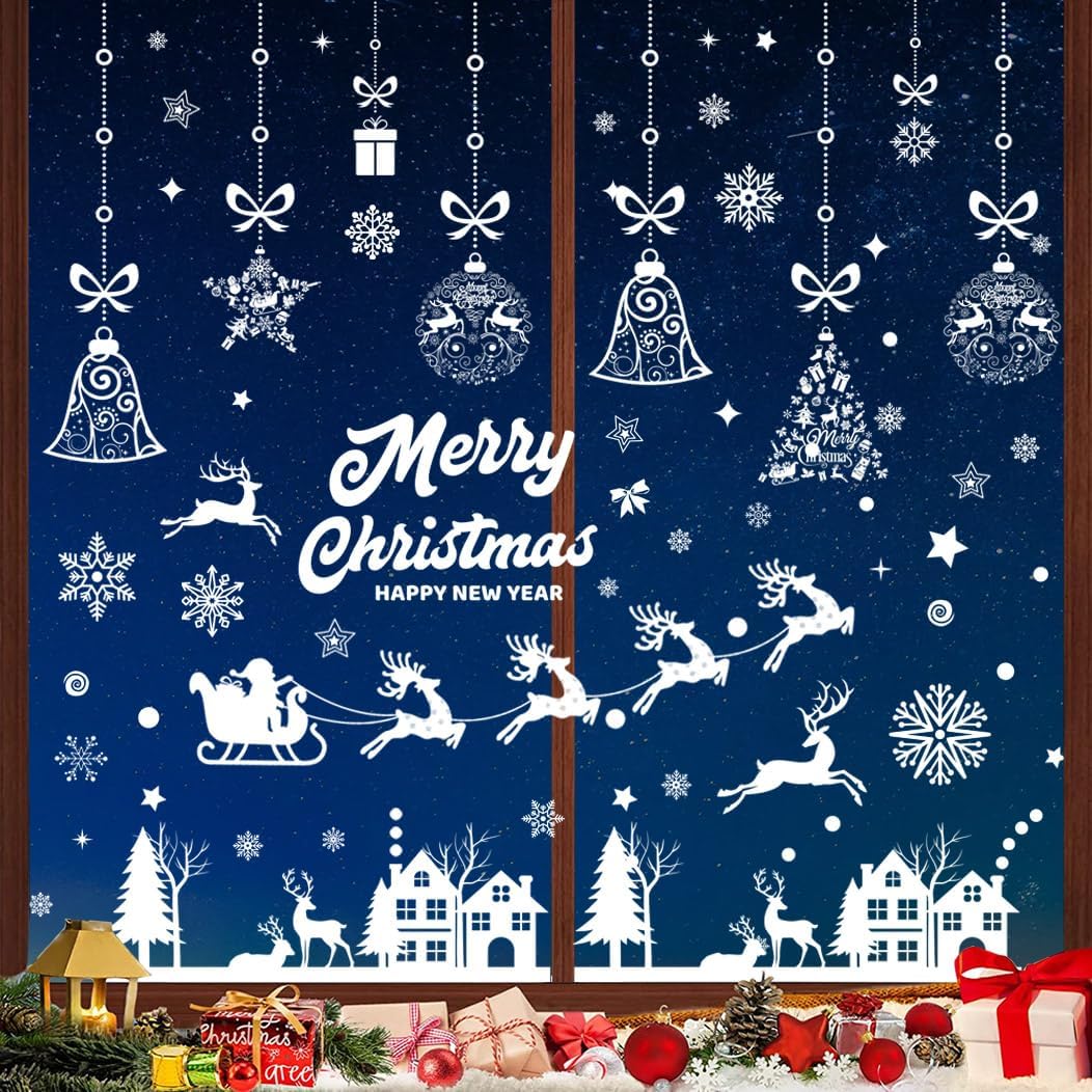 Vetrofanie Natale Adesivi Natalizi per Finestre e Vetrine Negozi