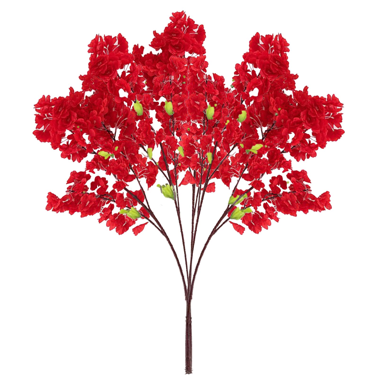 MINGZHE 5pcs Artificial Cherry Blossom Branches Faux Cherry Flowers 39 Inch Peach Branches Silk Tall Stems Fake Flower Arrangements for Home Wedding Table Vase Decor (Red)