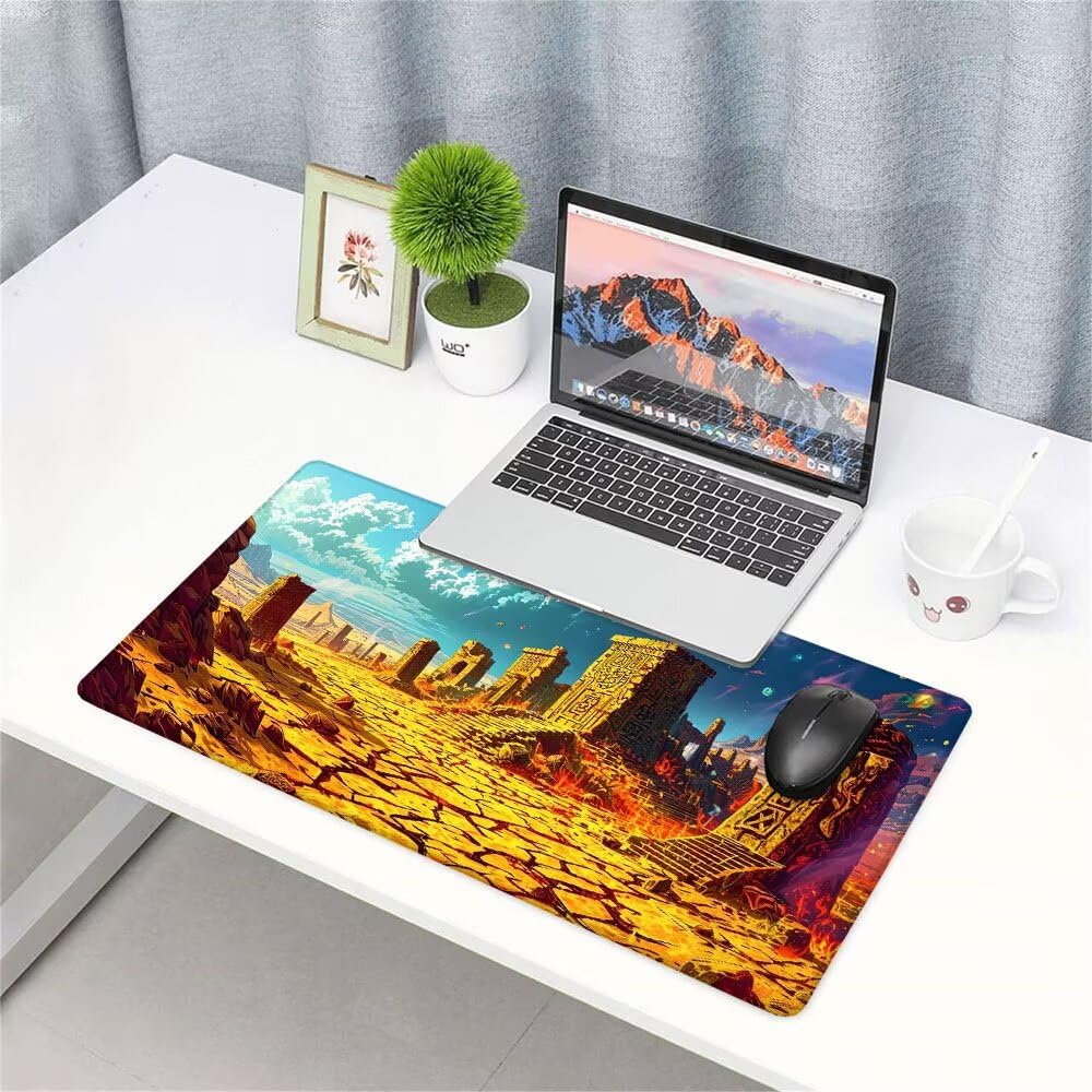 Alfombrilla de Mouse para Juegos, Giallo, XXL, Antideslizante, Impermeable, Diseño de Paesaggio, Extendido, Grande, 1200x600x3mm, para PC, Laptop, Ufficio, Famiglia d-571