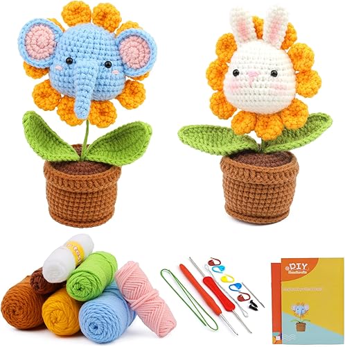 FOSZMAC Kit de ganchillo para principiantes, kit de inicio de ganchillo tutoriales en video paso a paso e instrucciones, juego de tejido de