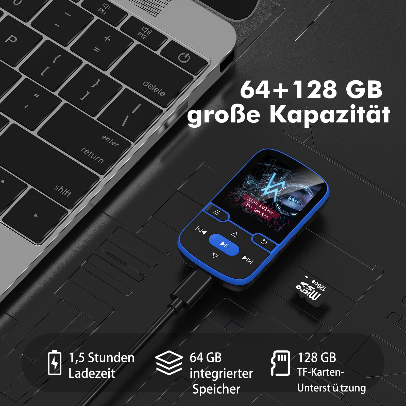 64 GB MP3 Player Bluetooth 5.3 mit Clip für Kinder Tragbarer mit FM-Radio
