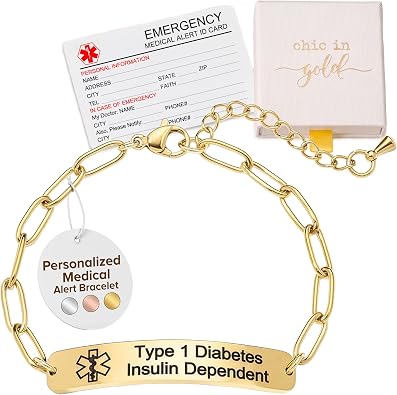 Personalized Medical Alert Bracelet for Women, Custom Engraved, Adjustable