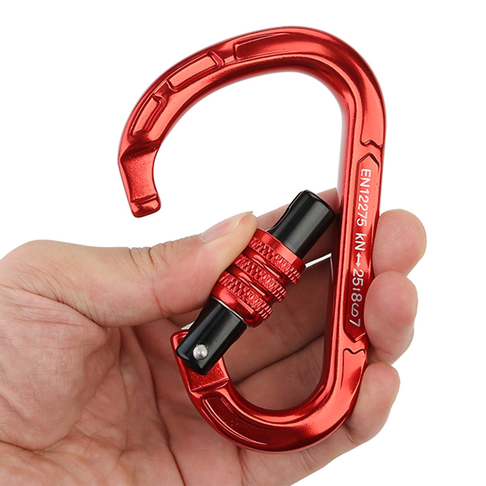 Moschettone professionale per arrampicata su roccia, moschettone con chiusura a vite, moschettoni a forma di D 25KN per arrampicata su roccia, esterno, amache, campeggio, escursionismo, cane