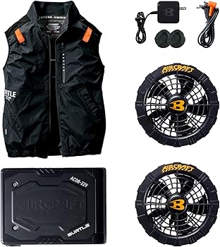 バートル　空調服　バッテリー、 エアクラフトファン 3点セット 12V Amazon.co.jp: [バートル] エアークラフト 3点セット ベスト AC2014