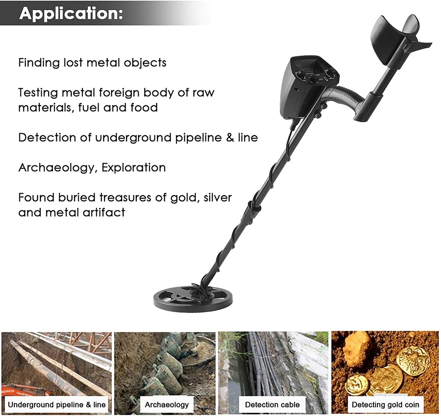 CosyInSofa Metal Detector-Professional Regolabile Metal Finder Leggero cercatore d'oro Bobina di Ricerca Impermeabile