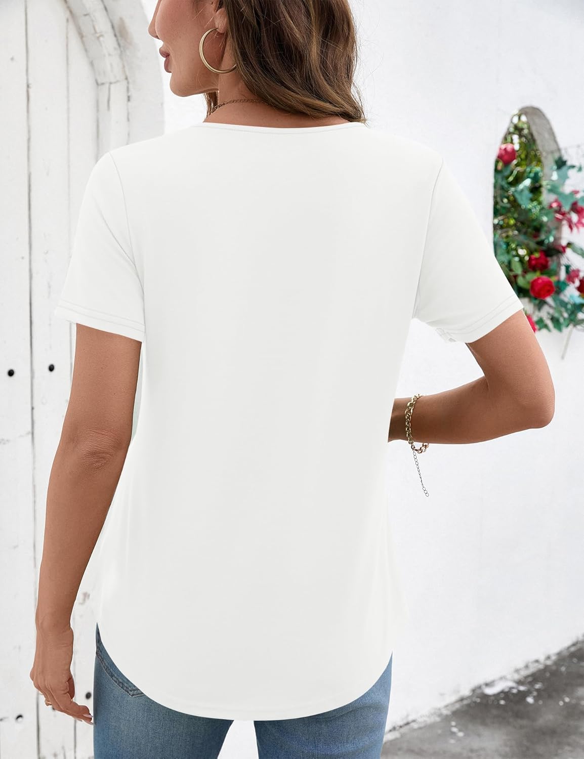 LOMON Womens Short Sleeve V Neck T Shirts Summer Tops Basic Tees Business Casual Blouses Trendy Fashion Clothes - Image 6