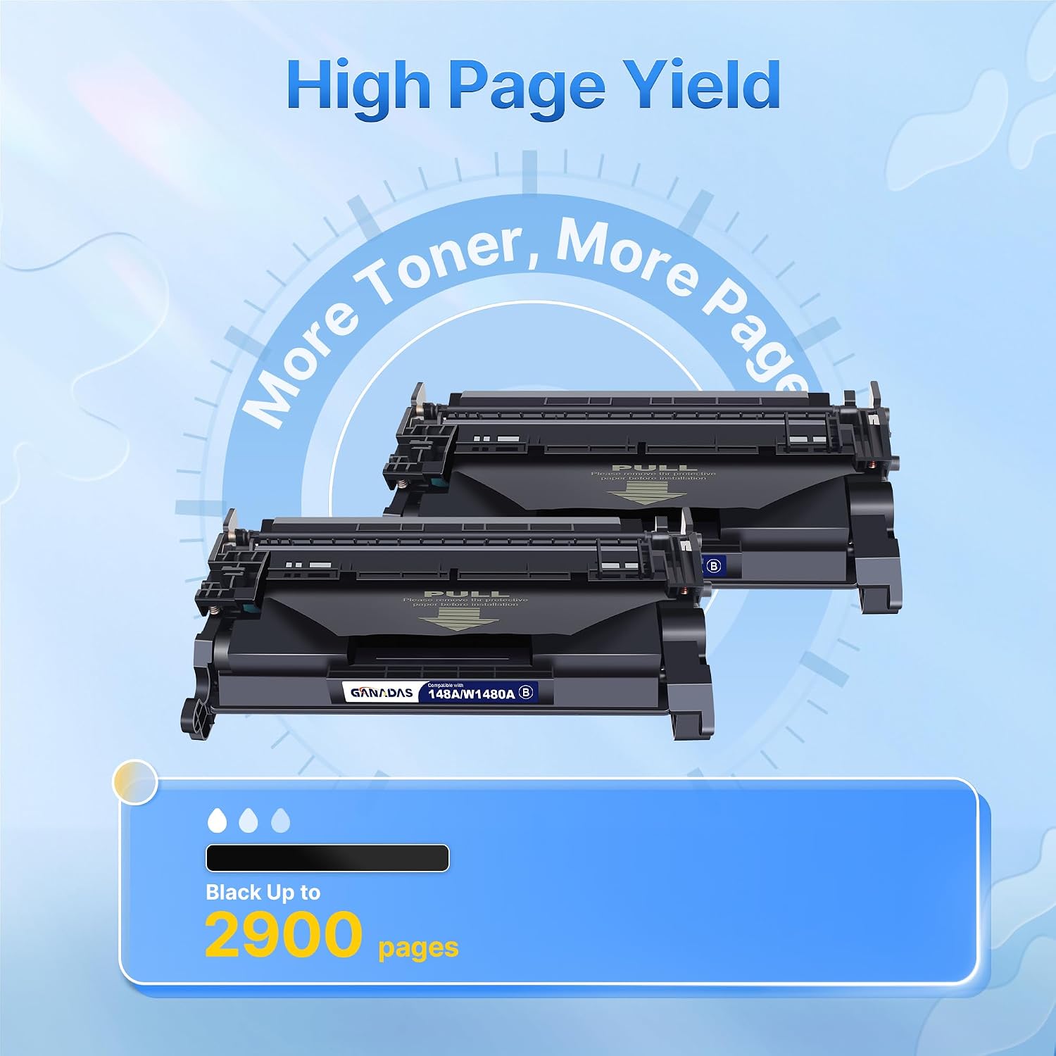 148A Toner Cartridge (with Chip) Replacement for HP 148A Toner Cartridge W1480A 148X W1480X Compatible with HP LaserJet Pro 4001n 4101fdw 4001dn 4001dw 4101fdn 4101dw Printer(2 Black)