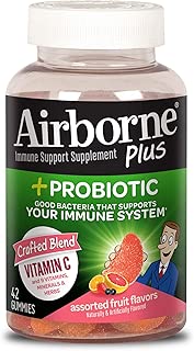 Airborne Gummies Plus Probiotic, Assorted Fruit 42 ea (Pack of 3) - coolthings.us