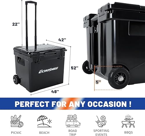 Miniatura 3 de EchoSmile Enfriador portátil aislado de 14 a 45 cuartos de galón, enfriador rotomoldeado con anillo de sellado, enfriador de hielo para 5 días, caja