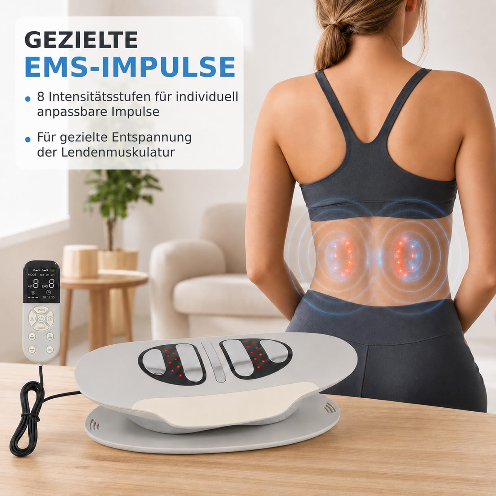 Rückenmassagegerät mit Wärme, EMS, Vibration und Airbag-Traktion