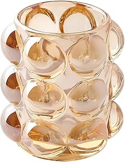 حامل فقاعات زجاجي - منظم انقي ومتعدد الاستخدامات لفرش المكياج واللوازم المكتبية ومستحضرات التجميل على شكل قرص العسل