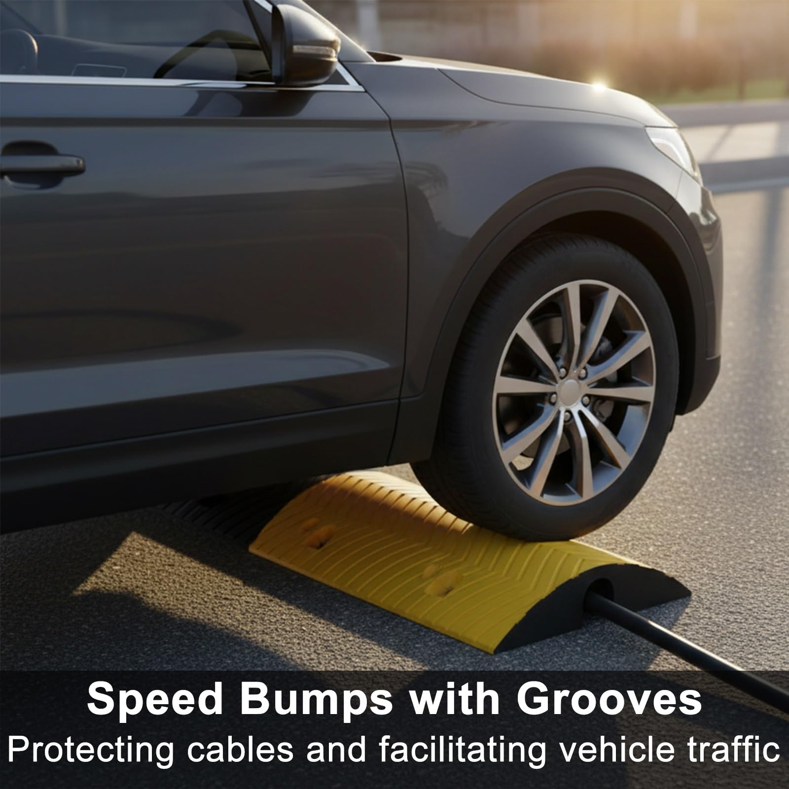 Rampa di protezione in gomma resistente per cavi, carico di 1,50 kg, per strade, garage, parcheggi e ingressi