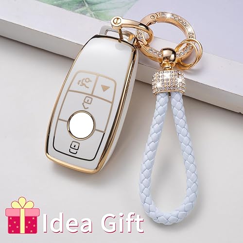 Miniatura 6 de Gematay Funda para llavero Mercedes Benz con cordón, funda de TPU suave compatible con llave inteligente Clase A Clase C Clase G 2017-2020 Clase E