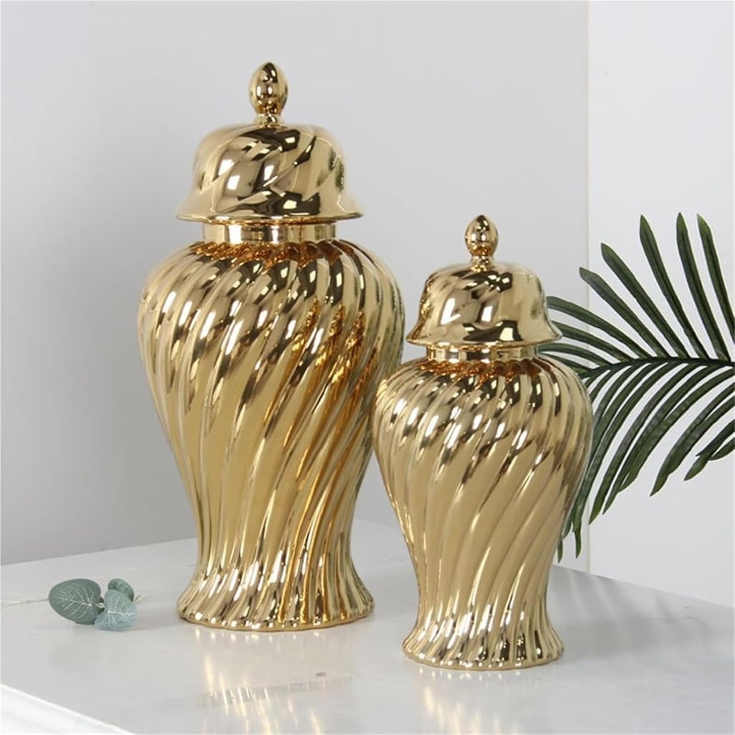 Jarrón de cerámica con tapa, elegante decoración del hogar para comedor, cocina, sala de estar, estantería, elegante solución de almacenamiento