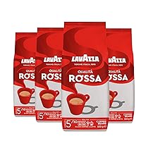 Lavazza, Qualità Rossa, Caffè in Grani, con Note Aromatiche di Cioccolato e Frutta Secca, Arabica e Robusta, Intensità 5, 10, Tostatura Media, 4 Confezioni da 500 g