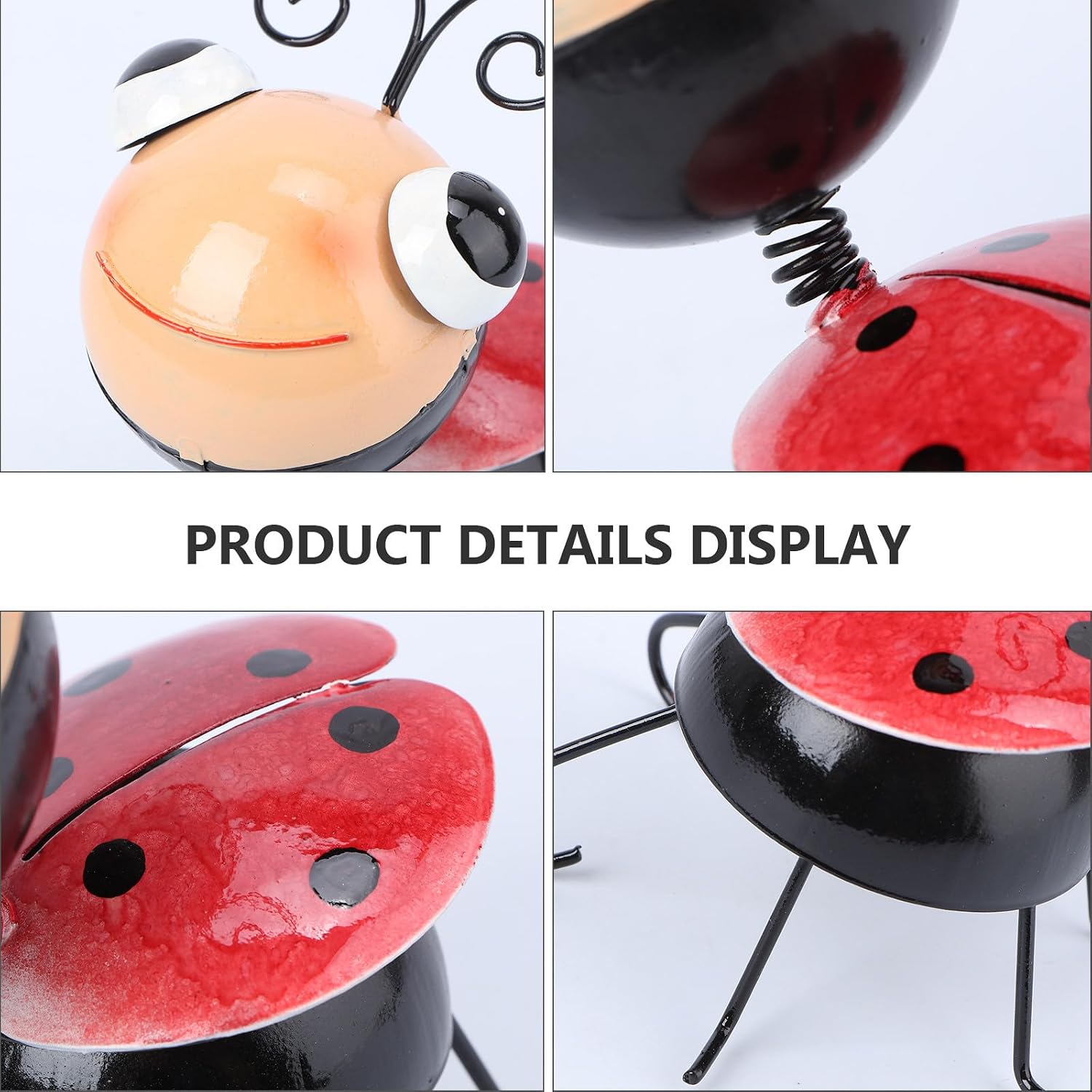 Yardwe Iron Ladybug Garden Decor - Metal Art Insect for Outdoor Lawn, Patio, Yard, and Indoor Wall Decoration, 5.11 X 4.72 X 3.54 Inches