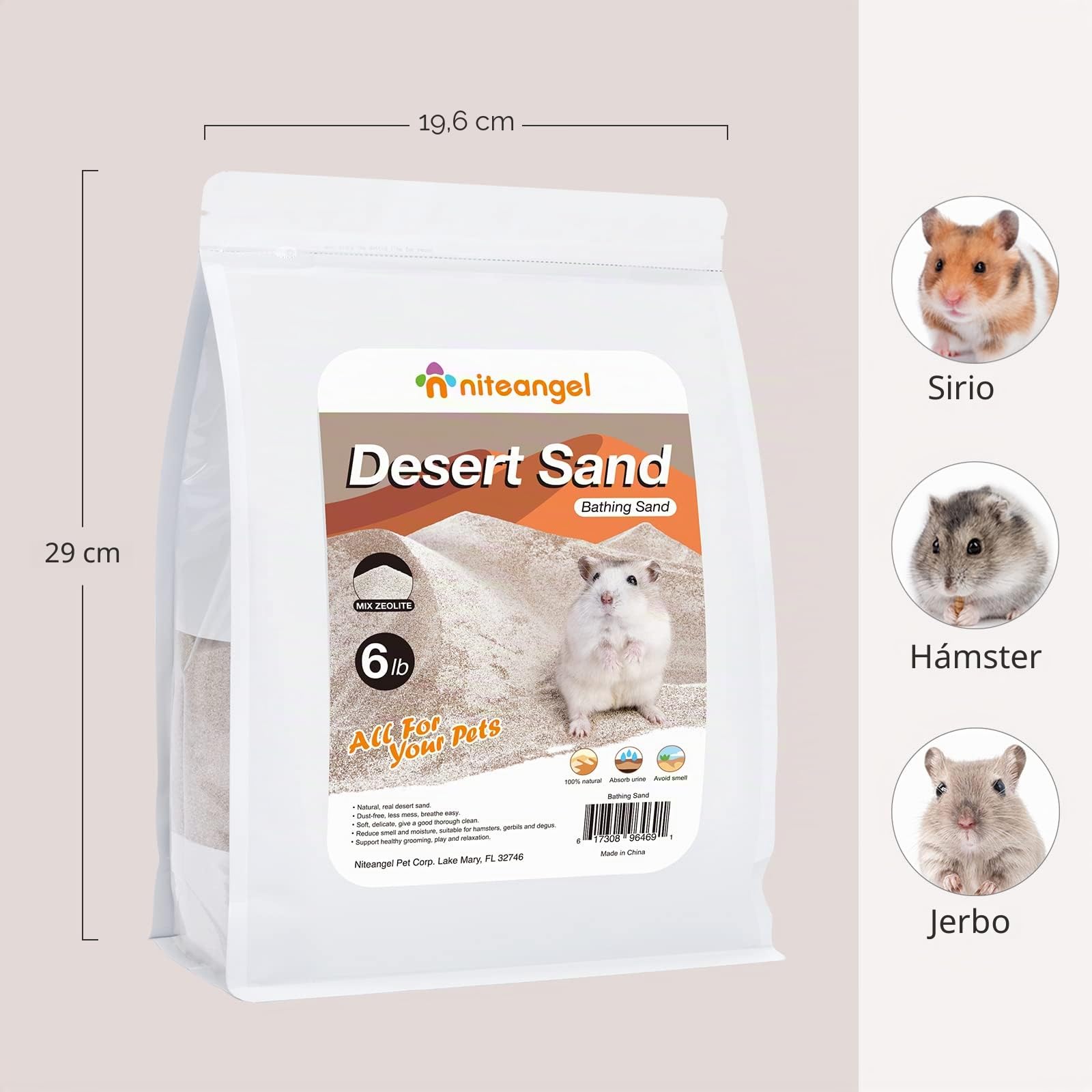 Niteangel Arena de baño del desierto para hámster, arena para baño o orinal sin polvo para hámster, chinchillas, jerbos, ratones, degu u otras mascotas pequeñas