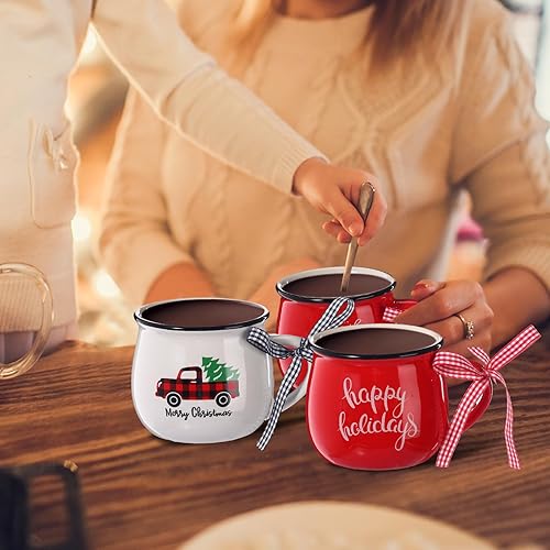 Miniatura 6 de Juego de 6 tazas de café de Navidad, tazas de cerámica de 12 onzas, regalo de chocolate caliente para mamá, mujer, familia, amiga, granja (estilo