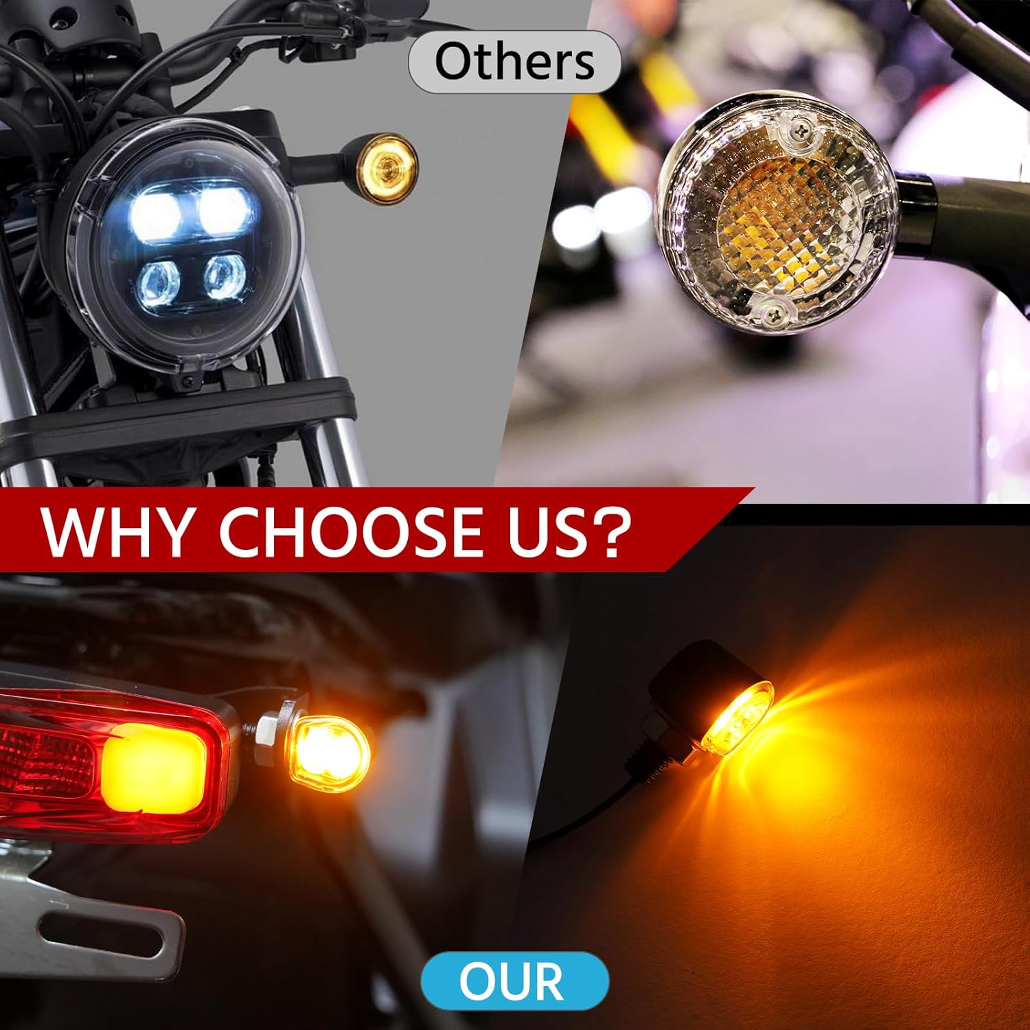 mini led turn signals motorcycle blinkers dirt bike Rear front turn signals universal bullet signal lights suitable for honda harley suziki motorcycles (TURN02)
