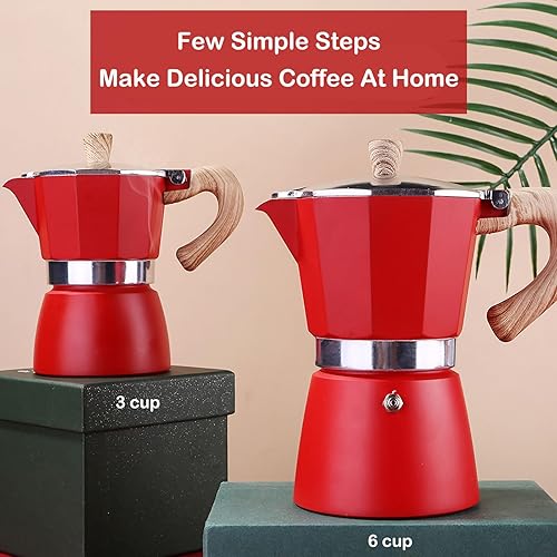 Miniatura 3 de 6 tazas de 10.1 fl oz 10 onzas de aluminio para estufa de café expreso, percolador, cafetera italiana, cafetera clásica Moka Express para café