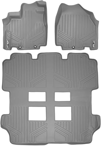 SMARTLINER Juego de alfombrillas de piso de ajuste personalizado de 3 filas, color gris para Honda Odyssey 2011-2017, todos los modelos