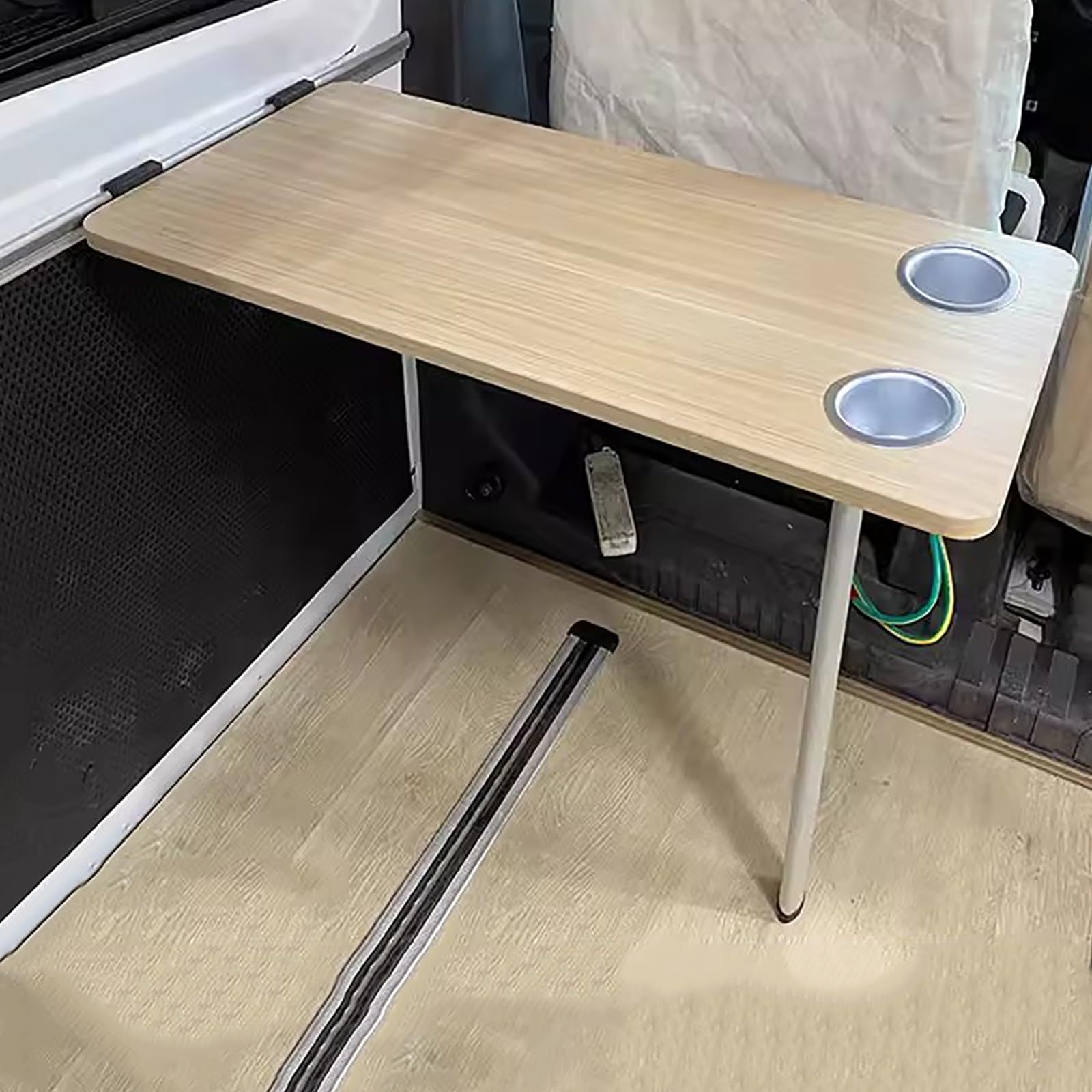 Table Murale Rabattable pour Camping Car - Pieds Pliants + Kit Coulissant + 2 Emplacements pour Gobelets d'eau (Color : Typ C)